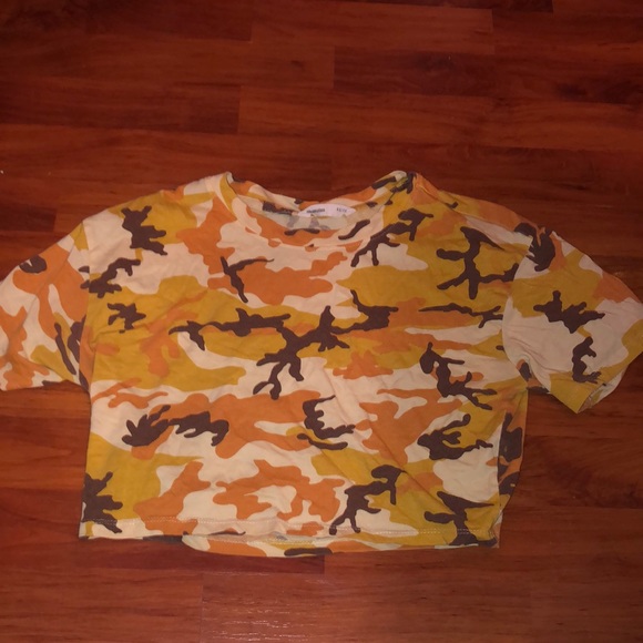 camo blue notes crop top - Picture 1 of 2